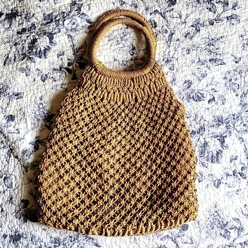Boho Woven Straw Tote Bag Rattan Beach Handbag Tan OS - Picture 3 of 15